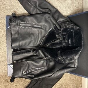 Ralph Lauren Black Leather Shearling in original gift box worn once no damage